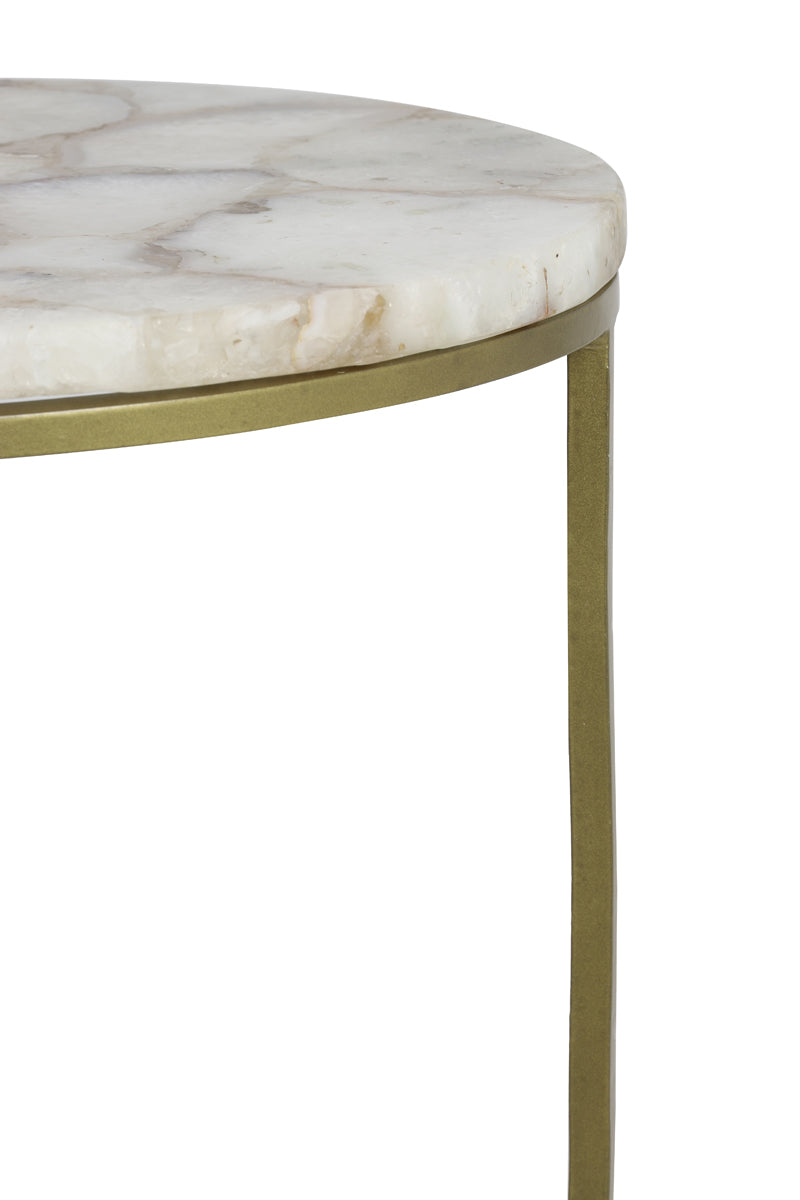 Light & Living Living Side table S/2 28x42+41x50 cm AXAT agate antique bronze House of Isabella UK