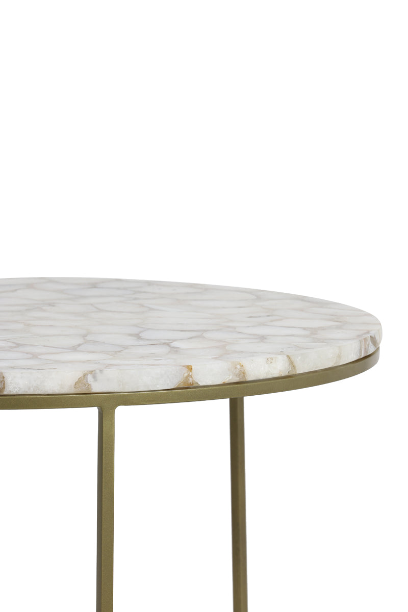 Light & Living Living Side table S/2 28x42+41x50 cm AXAT agate antique bronze House of Isabella UK