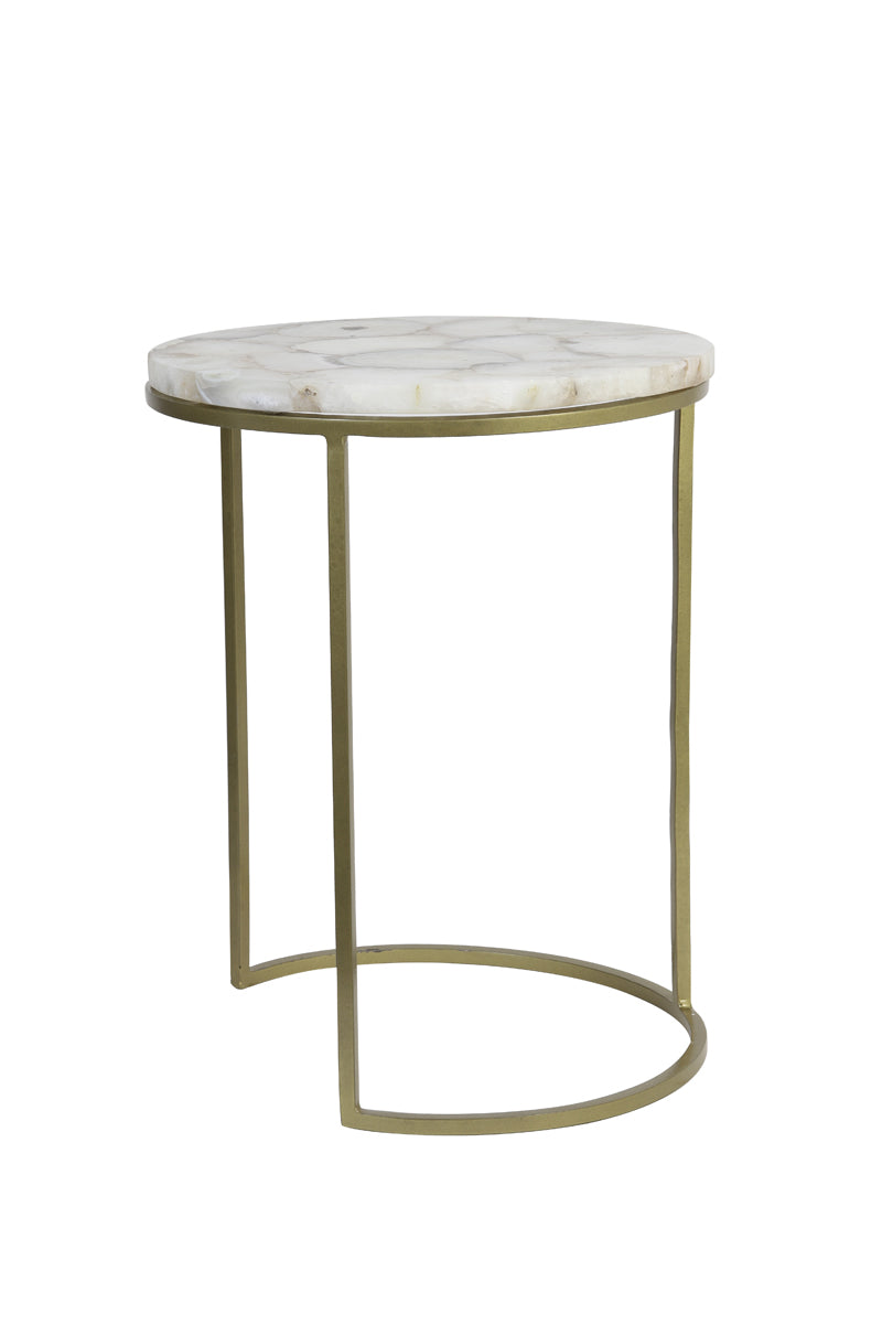 Light & Living Living Side table S/2 28x42+41x50 cm AXAT agate antique bronze House of Isabella UK