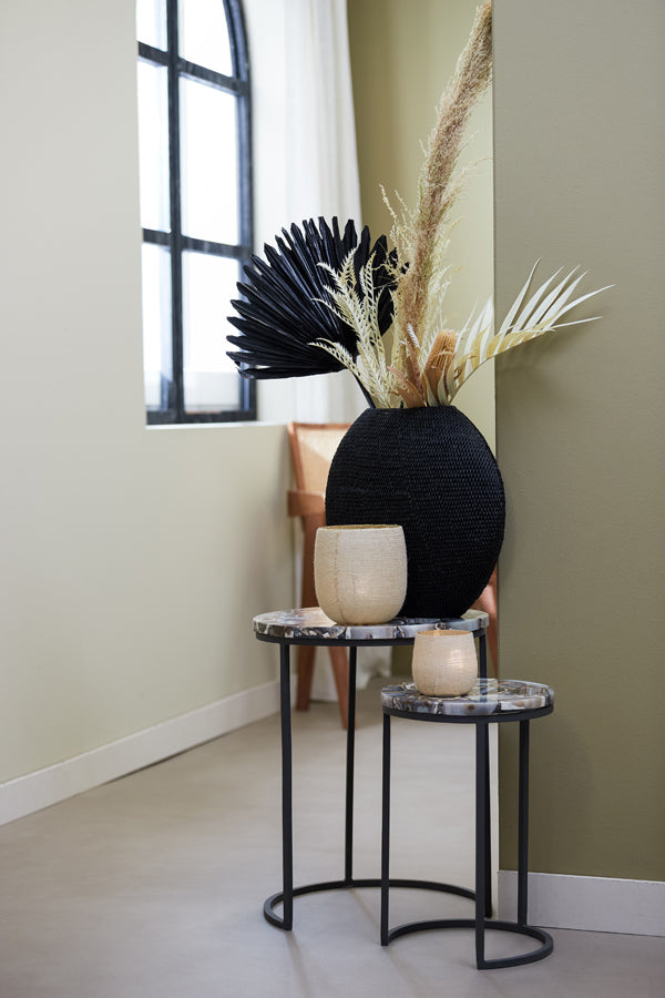 Light & Living Living Side table S/2 28x42+41x50 cm AXAT agate brown+black House of Isabella UK