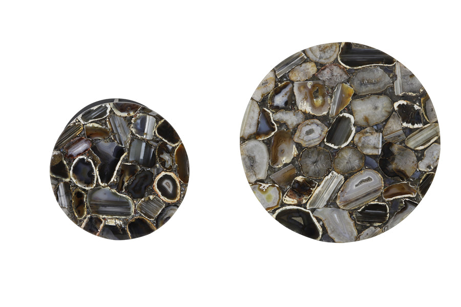 Light & Living Living Side table S/2 28x42+41x50 cm AXAT agate brown+black House of Isabella UK