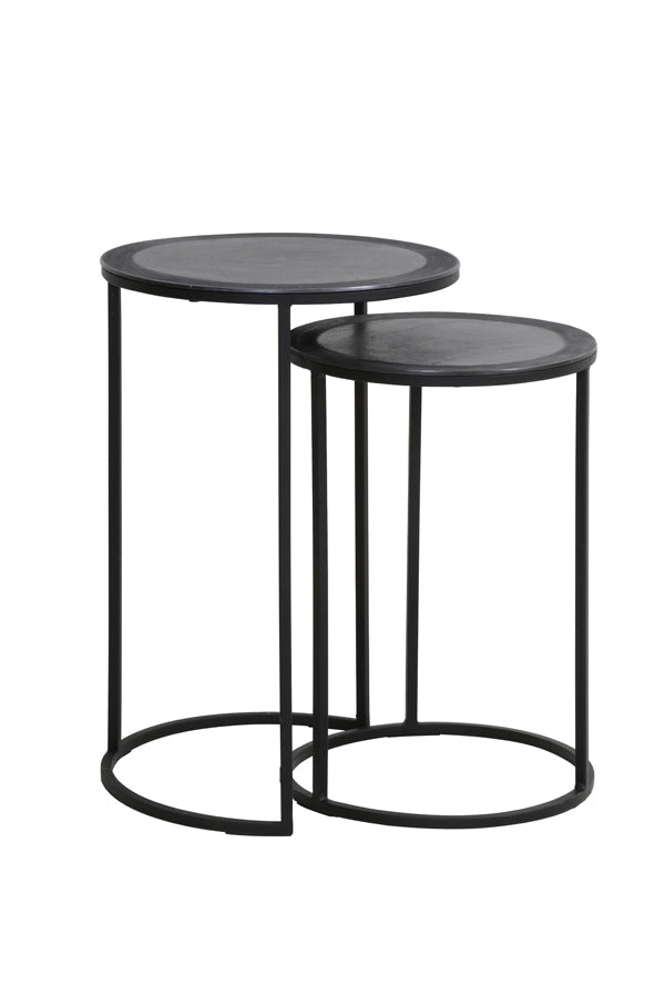 Light & Living Living Side table S/2 35x51+40x60 cm TALCA lead antique edge House of Isabella UK