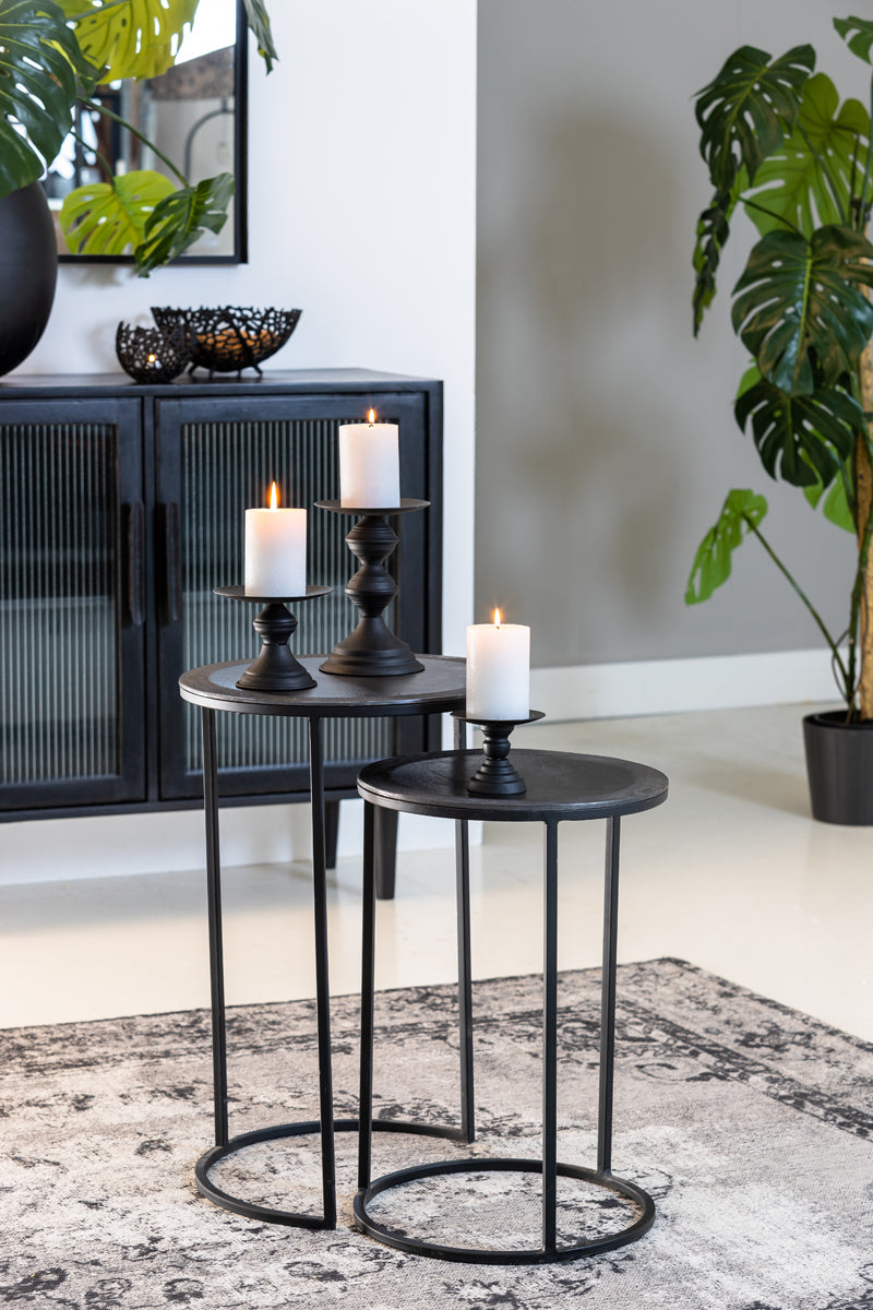 Light & Living Living Side table S/2 35x51+40x60 cm TALCA lead antique edge House of Isabella UK