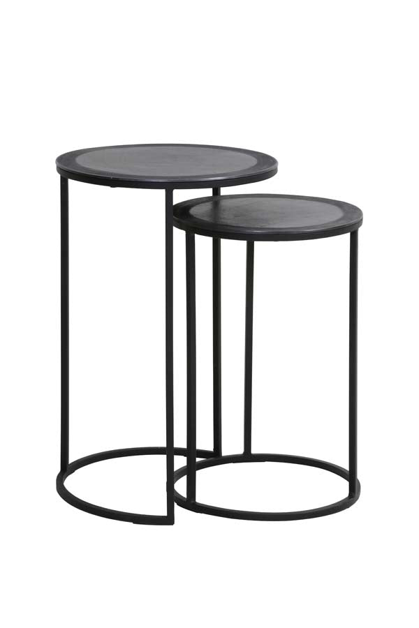 Light & Living Living Side table S/2 35x51+40x60 cm TALCA lead antique edge House of Isabella UK