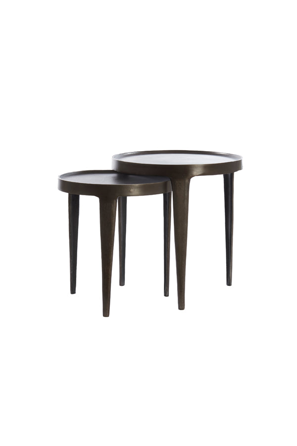 Light & Living Living Side table S/2 37x41+43x45,5 cm TOBIAS dark brown House of Isabella UK