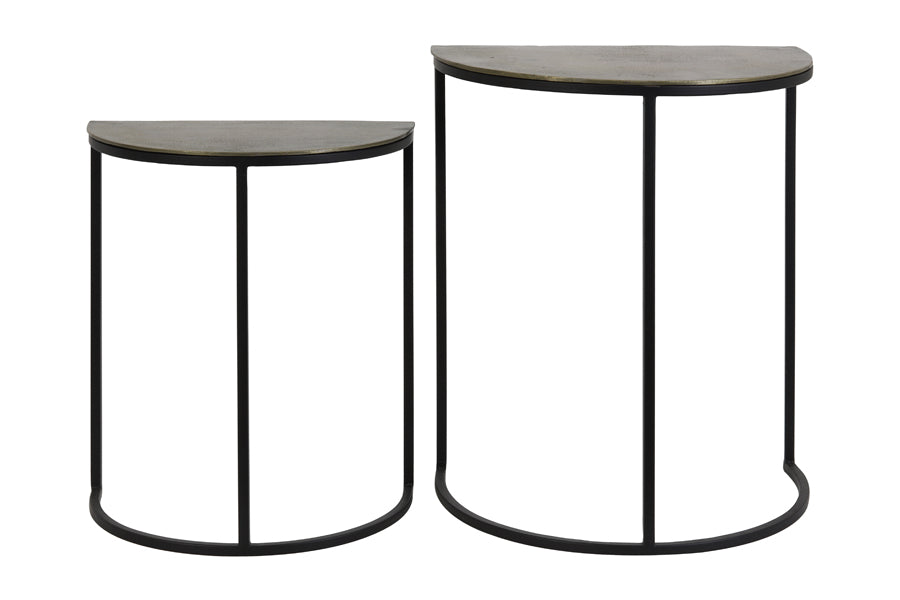 Light & Living Living Side table S/2 40,5x23x49+46x30,5x55 cm PETO rw a brz-mt blk House of Isabella UK