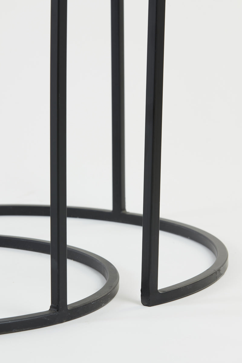 Light & Living Living Side table S/2 40x45+49x50,5 cm TALCA raw lead+antiq lead House of Isabella UK