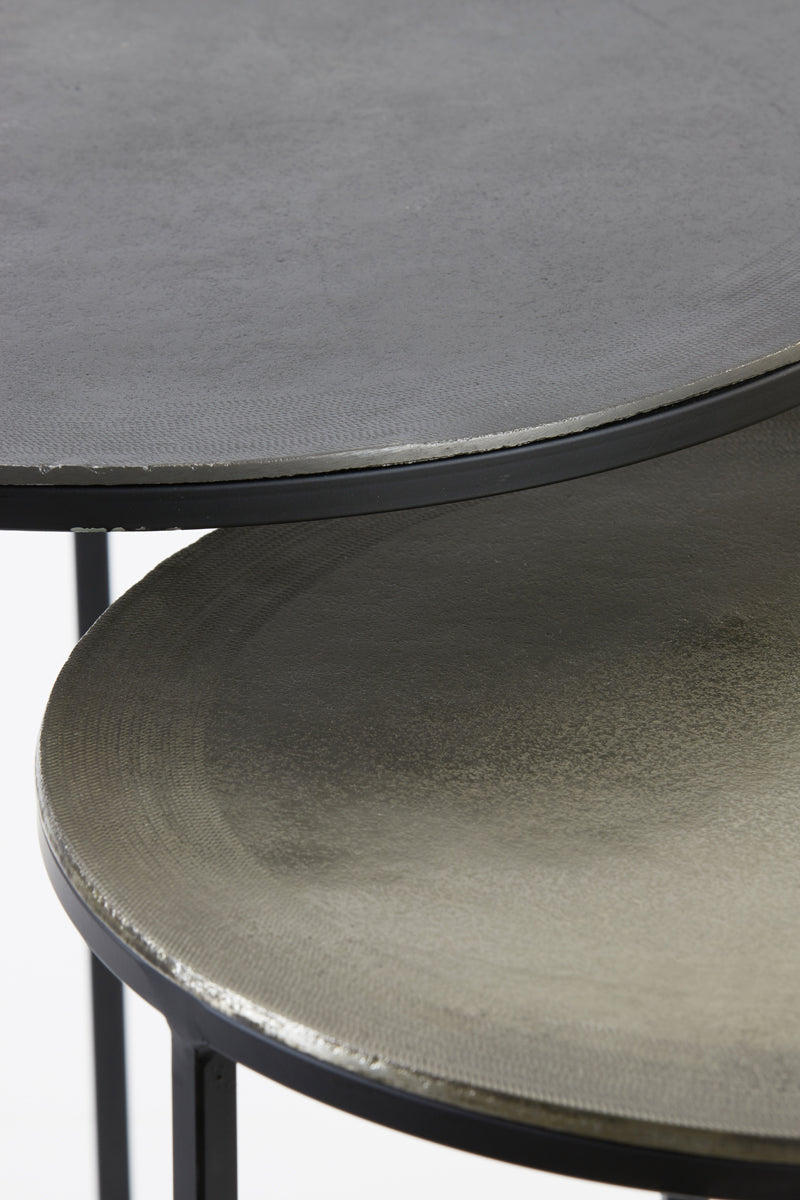 Light & Living Living Side table S/2 40x45+49x50,5 cm TALCA raw lead+antiq lead House of Isabella UK