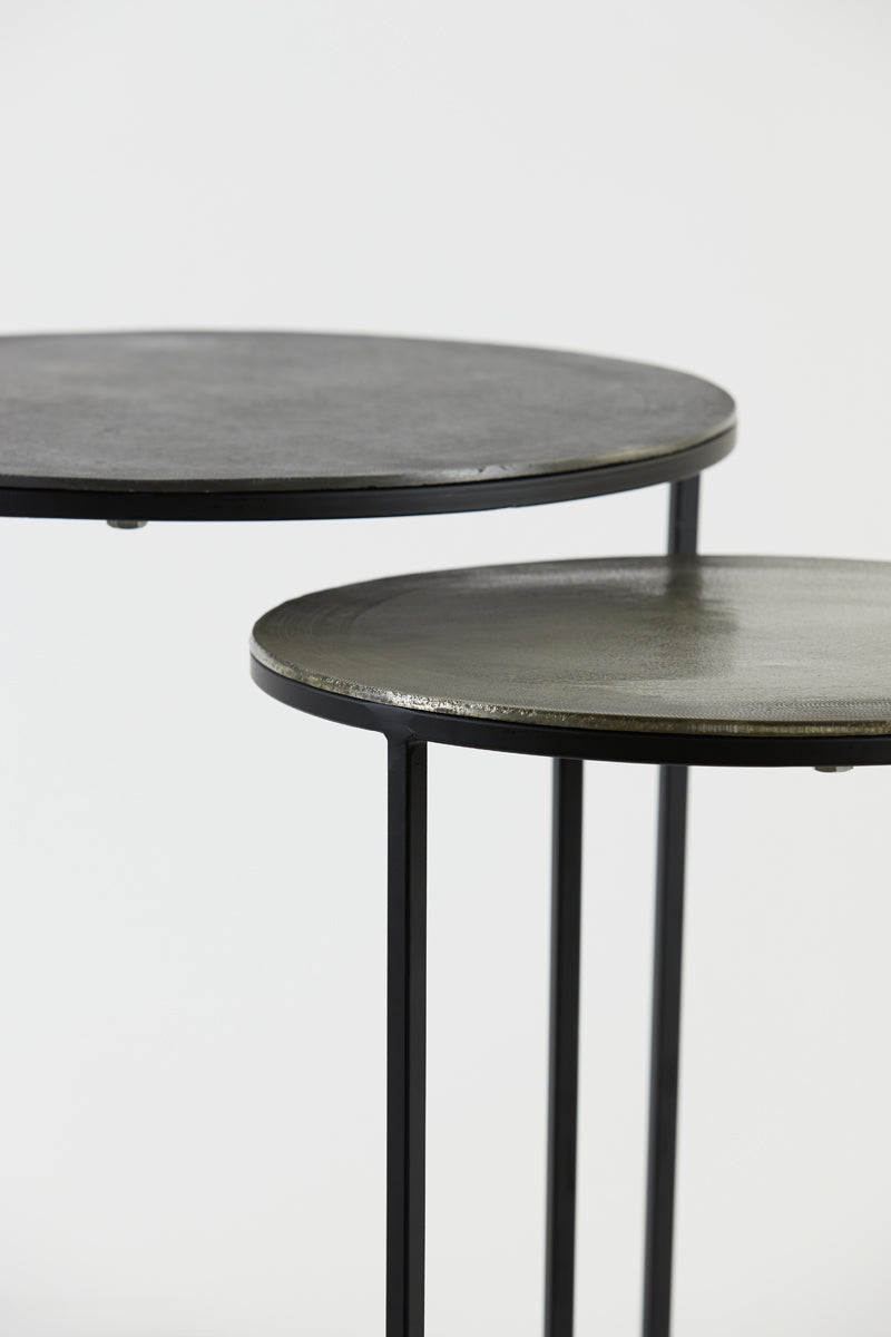Light & Living Living Side table S/2 40x45+49x50,5 cm TALCA raw lead+antiq lead House of Isabella UK