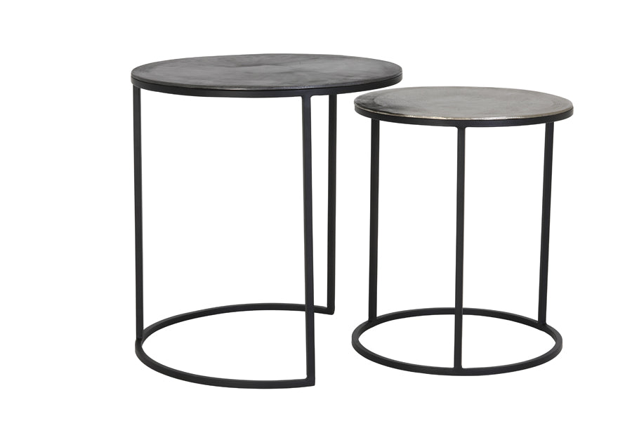 Light & Living Living Side table S/2 40x45+49x50,5 cm TALCA raw lead+antiq lead House of Isabella UK