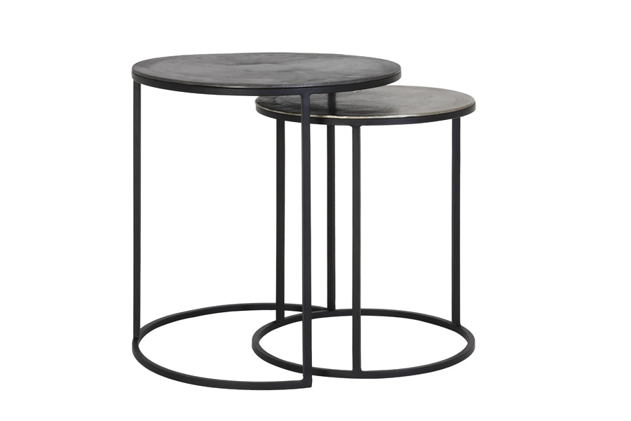 Light & Living Living Side table S/2 40x45+49x50,5 cm TALCA raw lead+antiq lead House of Isabella UK