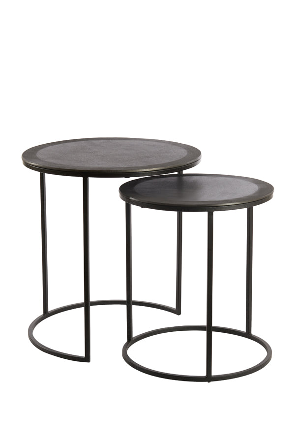 Light & Living Living Side table S/2 40x45+49x50,5 cm TALCA raw lead antique House of Isabella UK