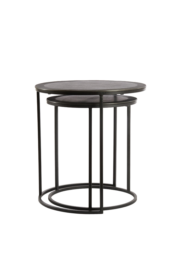 Light & Living Living Side table S/2 40x45+49x50,5 cm TALCA raw lead antique House of Isabella UK