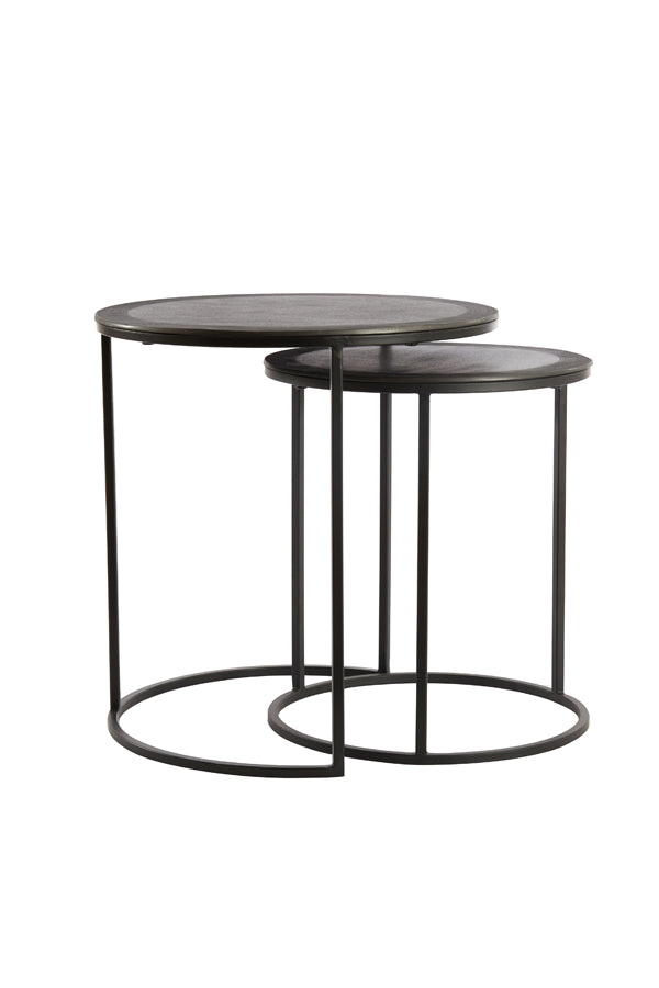 Light & Living Living Side table S/2 40x45+49x50,5 cm TALCA raw lead antique House of Isabella UK