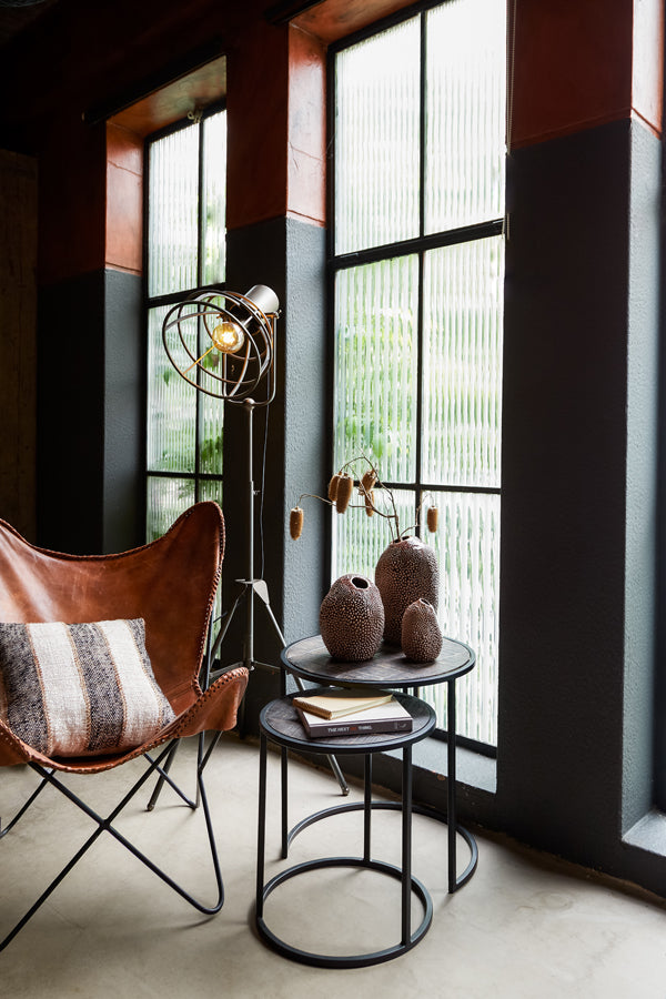 Light & Living Living Side table S/2 40x45+50x52 cm DOBA wood antique-matt black House of Isabella UK