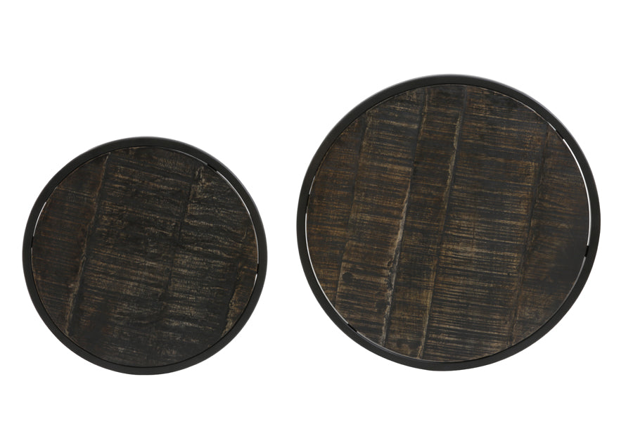 Light & Living Living Side table S/2 40x45+50x52 cm DOBA wood antique-matt black House of Isabella UK