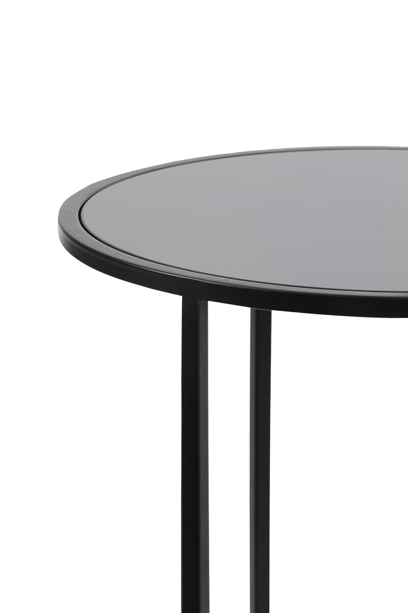 Light & Living Living Side table S/2 40x45+50x52 cm DUARTE glass black-matt blck House of Isabella UK