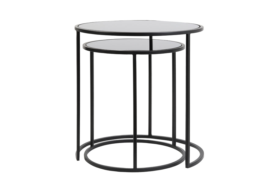 Light & Living Living Side table S/2 40x45+50x52 cm DUARTE glass black-matt blck House of Isabella UK
