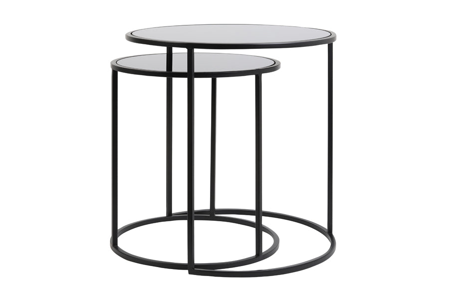 Light & Living Living Side table S/2 40x45+50x52 cm DUARTE glass black-matt blck House of Isabella UK
