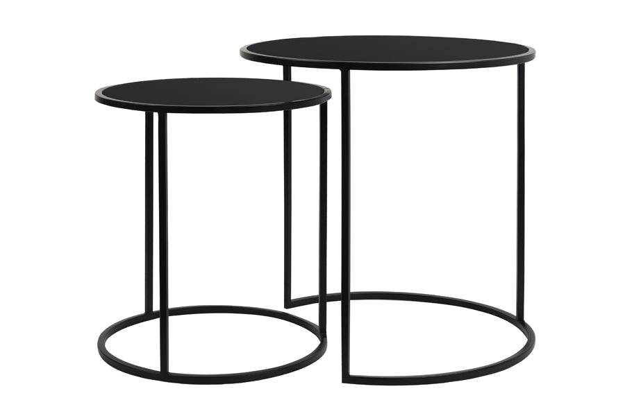 Light & Living Living Side table S/2 40x45+50x52 cm DUARTE glass black-matt blck House of Isabella UK
