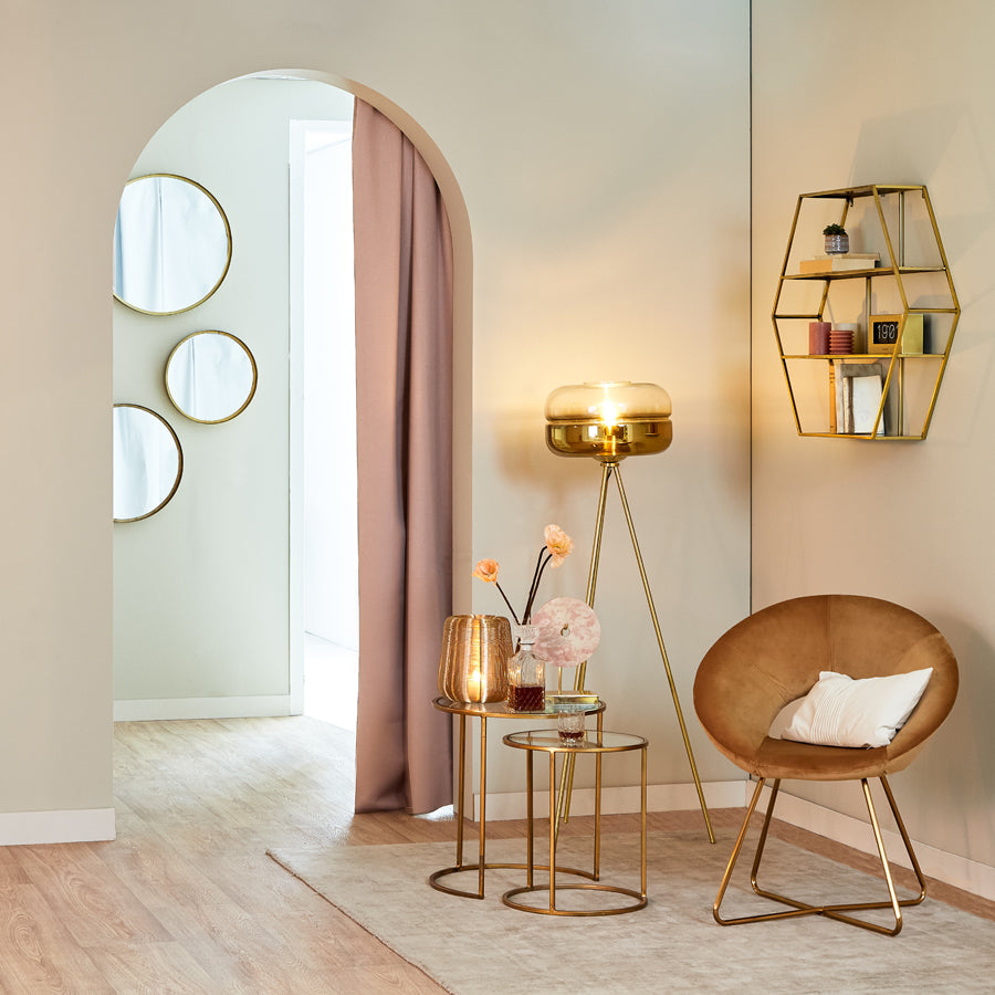 Light & Living Living Side table S/2 40x45+50x52 cm DUARTE glass-gold House of Isabella UK