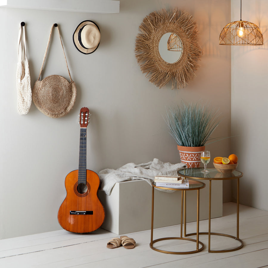 Light & Living Living Side table S/2 40x45+50x52 cm DUARTE glass-gold House of Isabella UK