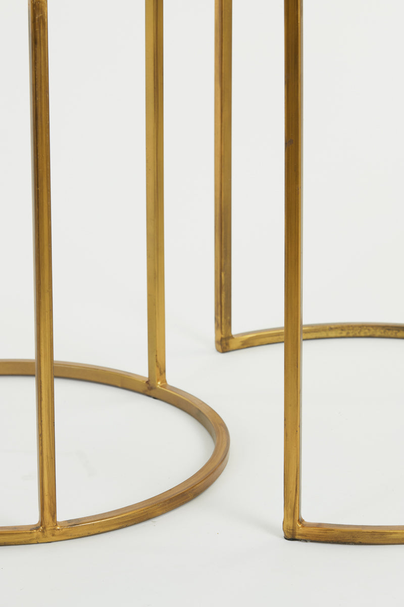 Light & Living Living Side table S/2 40x45+50x52 cm DUARTE glass-gold House of Isabella UK