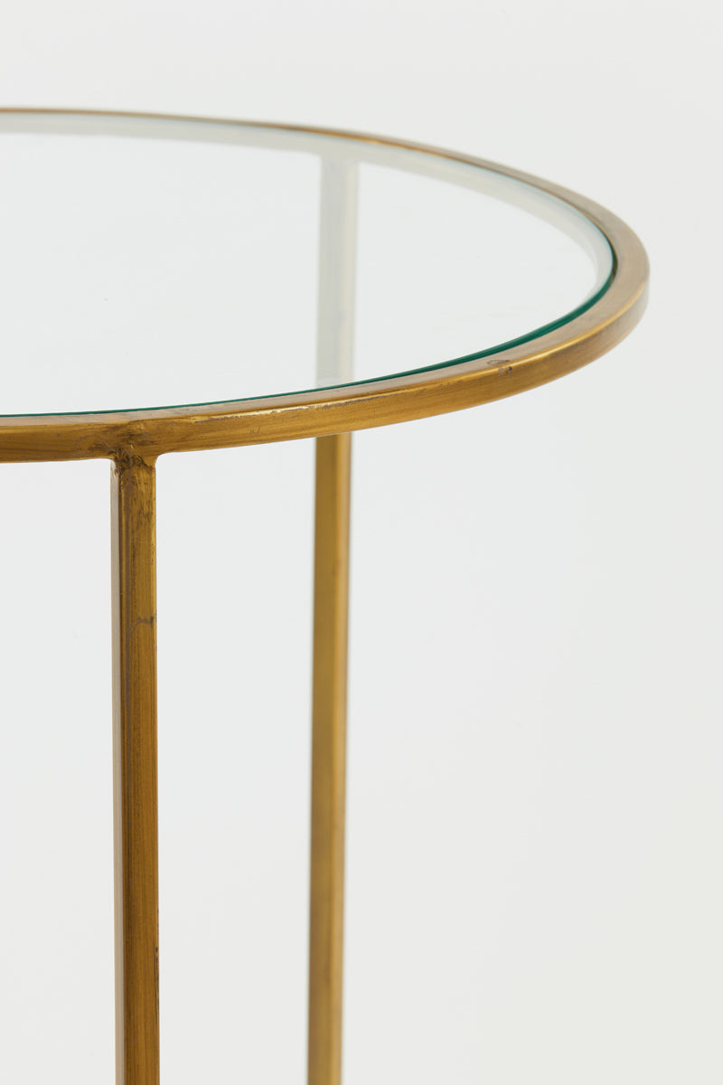 Light & Living Living Side table S/2 40x45+50x52 cm DUARTE glass-gold House of Isabella UK