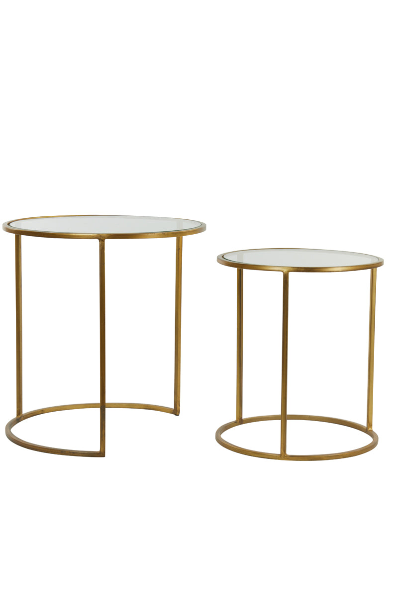 Light & Living Living Side table S/2 40x45+50x52 cm DUARTE glass-gold House of Isabella UK