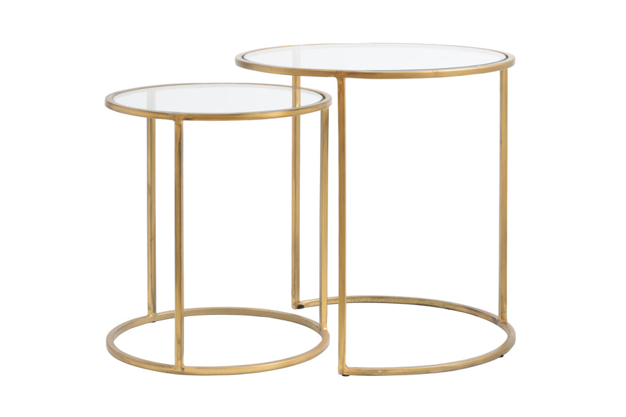 Light & Living Living Side table S/2 40x45+50x52 cm DUARTE glass-gold House of Isabella UK