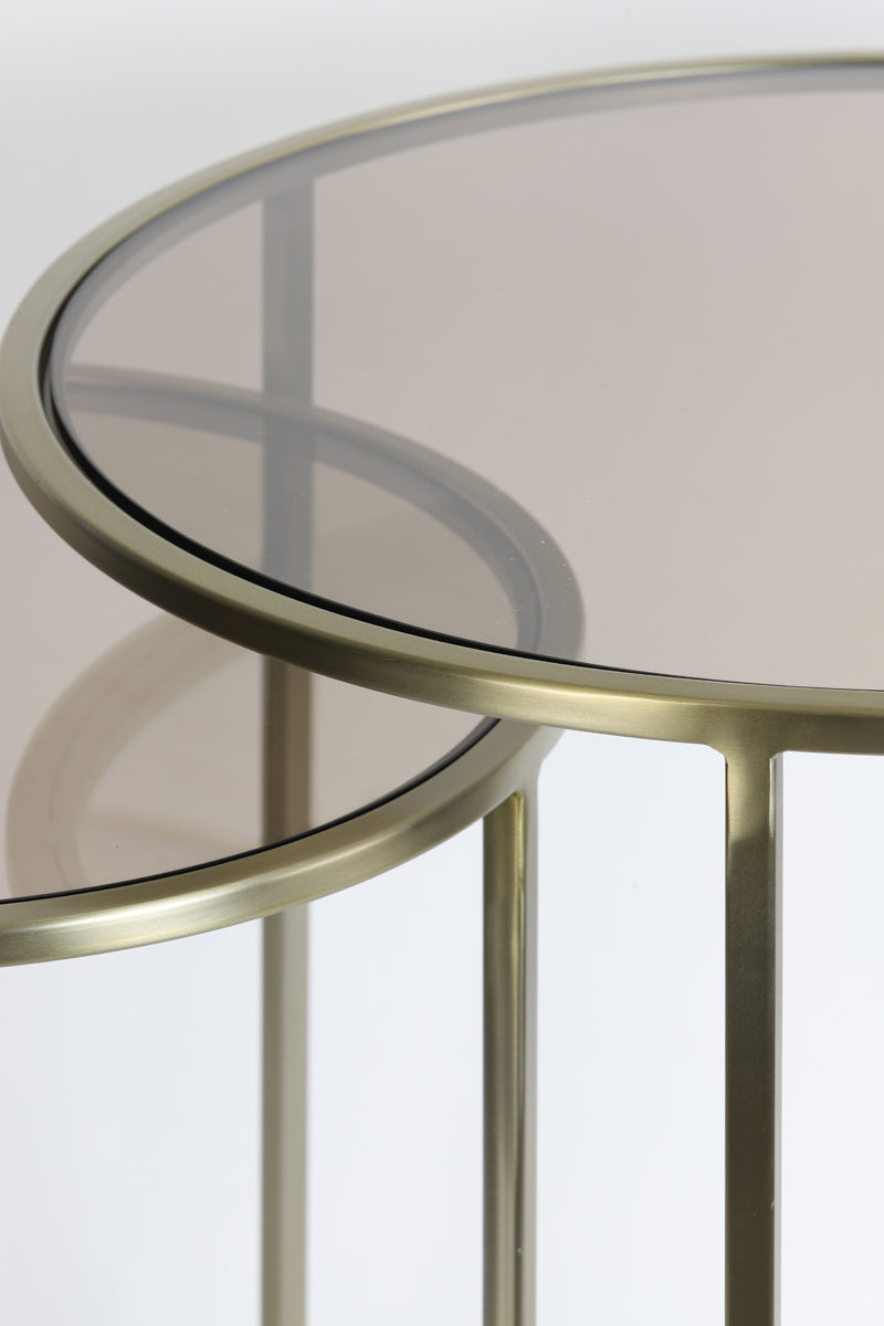 Light & Living Living Side table S/2 40x45+50x52 cm DUARTE gls brown+light gold House of Isabella UK