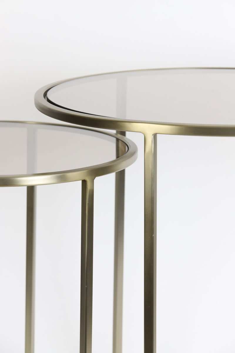 Light & Living Living Side table S/2 40x45+50x52 cm DUARTE gls brown+light gold House of Isabella UK