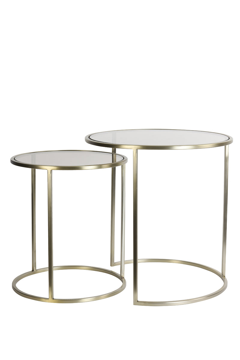 Light & Living Living Side table S/2 40x45+50x52 cm DUARTE gls brown+light gold House of Isabella UK