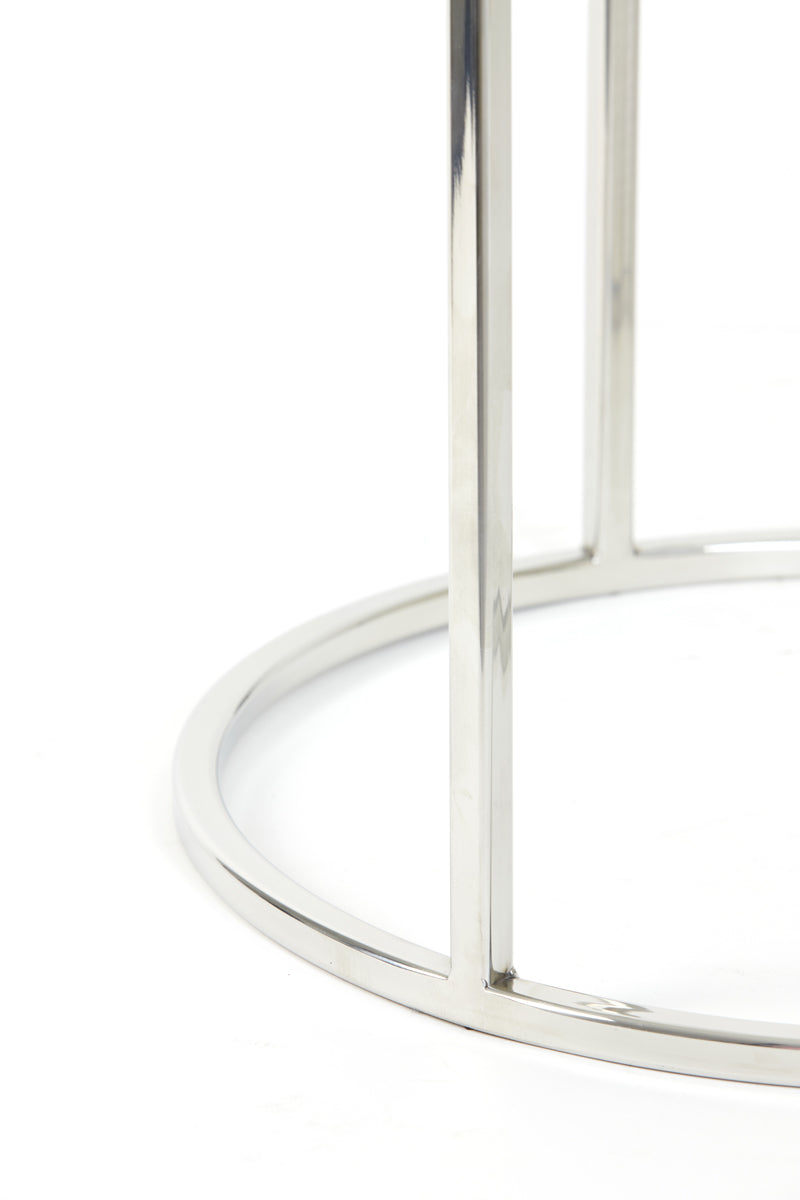 Light & Living Living Side table S/2 40x45+50x52 cm DUARTE nickel+glass House of Isabella UK