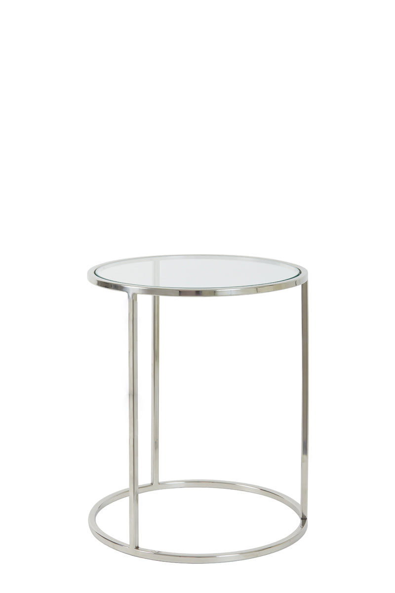 Light & Living Living Side table S/2 40x45+50x52 cm DUARTE nickel+glass House of Isabella UK