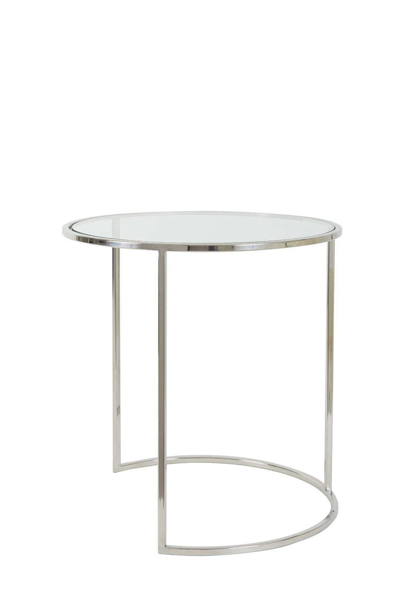 Light & Living Living Side table S/2 40x45+50x52 cm DUARTE nickel+glass House of Isabella UK