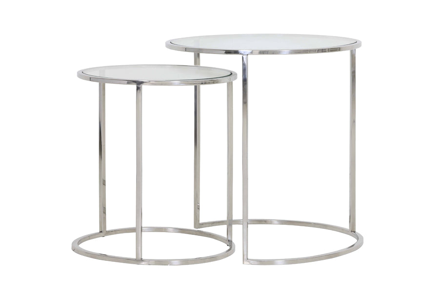 Light & Living Living Side table S/2 40x45+50x52 cm DUARTE nickel+glass House of Isabella UK