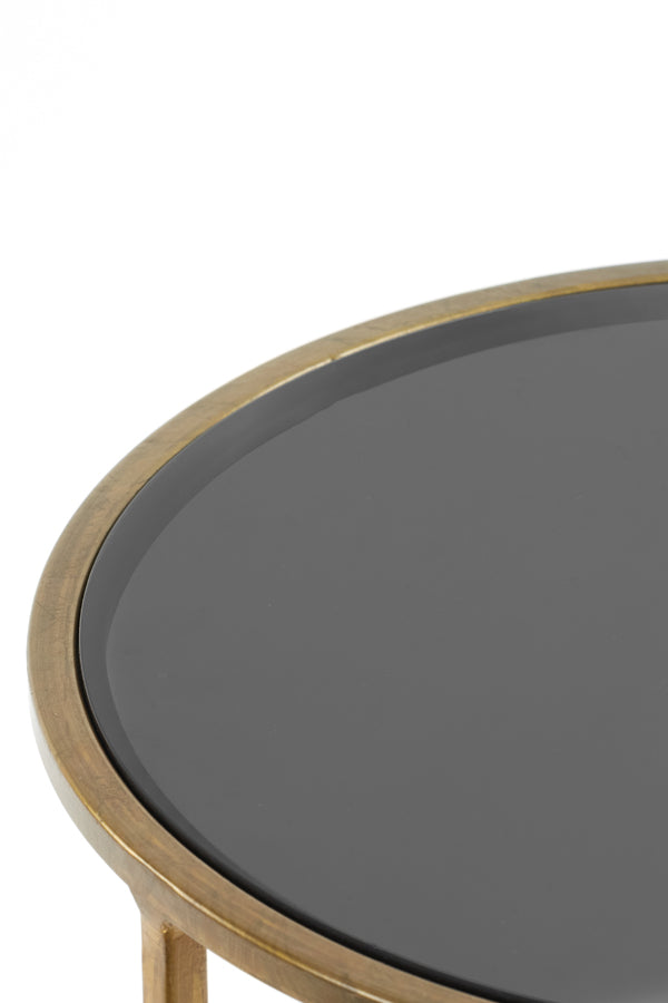 Light & Living Living Side table S/2 40x45+50x52 cm DUARTE smoked glass-gold House of Isabella UK