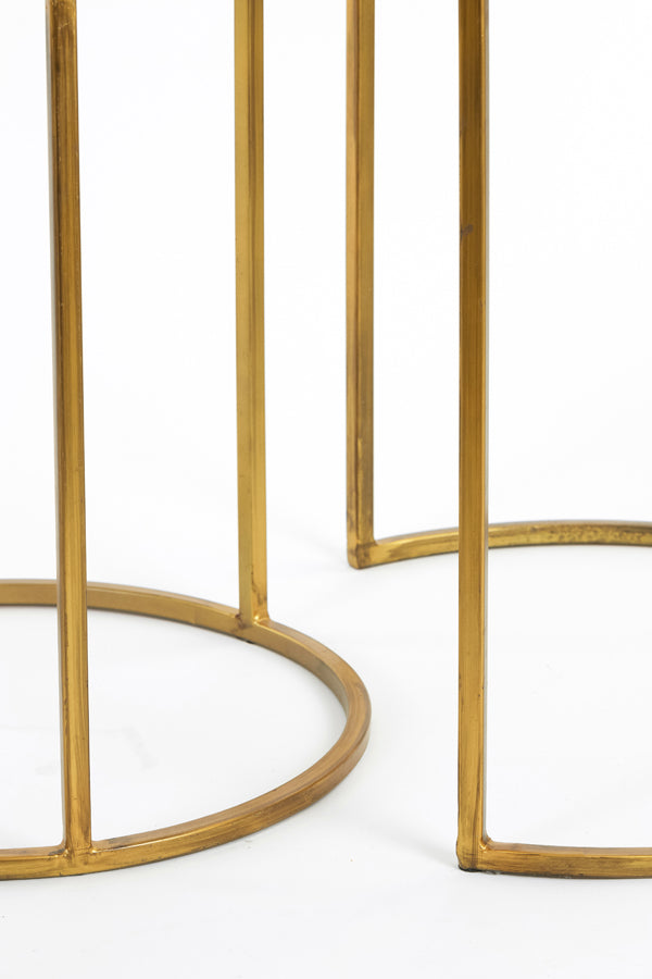 Light & Living Living Side table S/2 40x45+50x52 cm DUARTE smoked glass-gold House of Isabella UK