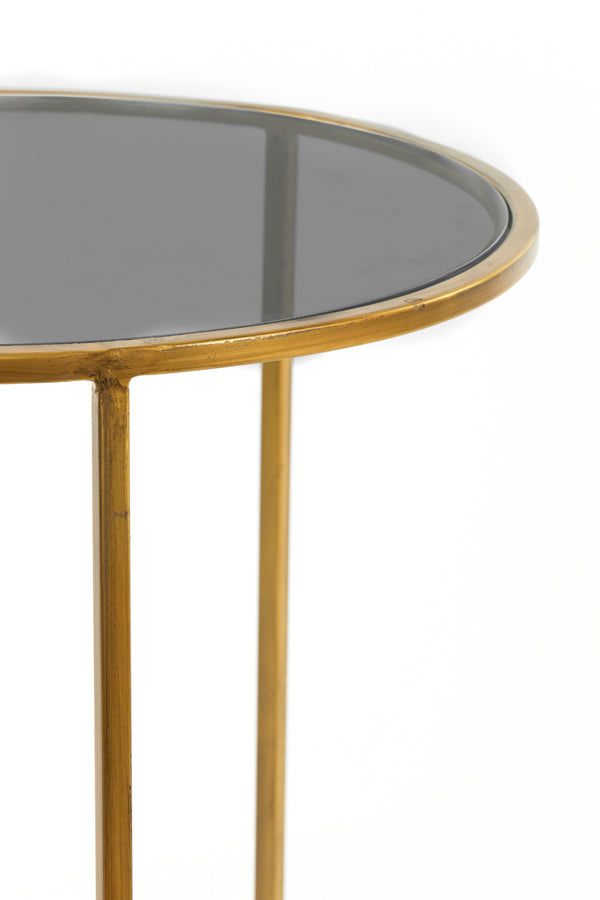 Light & Living Living Side table S/2 40x45+50x52 cm DUARTE smoked glass-gold House of Isabella UK