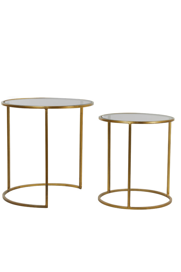 Light & Living Living Side table S/2 40x45+50x52 cm DUARTE smoked glass-gold House of Isabella UK