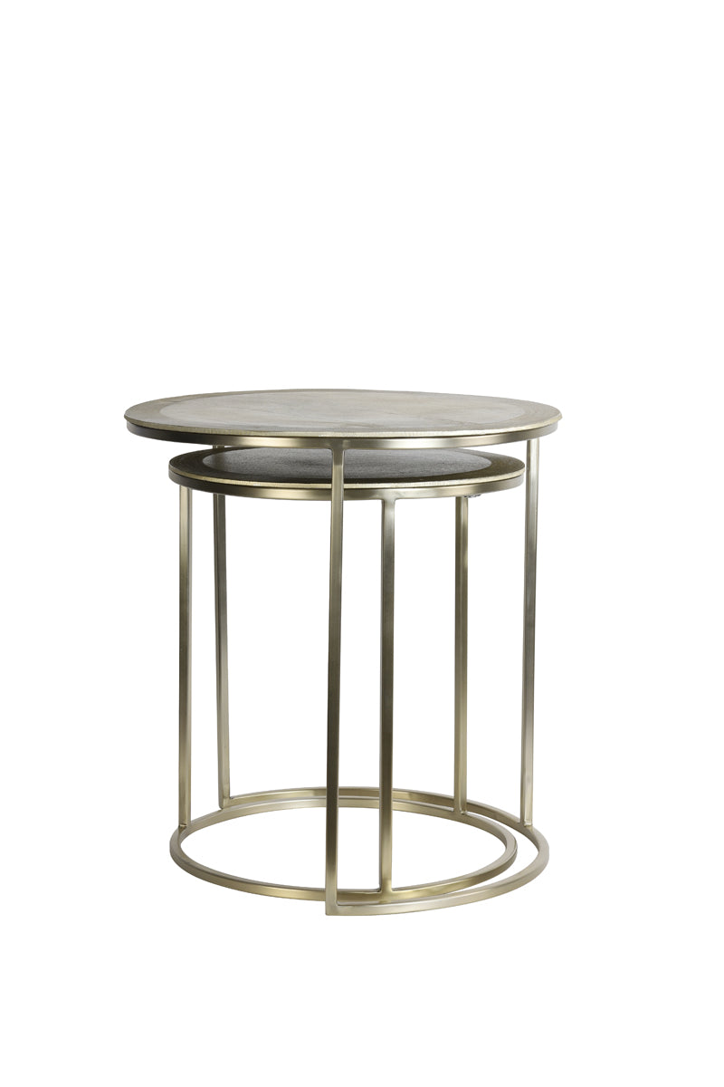 Light & Living Living Side table S/2 40x45+50x52 cm TALCA light gold House of Isabella UK