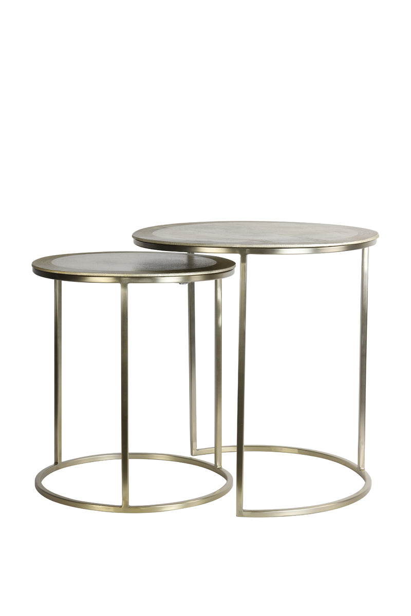 Light & Living Living Side table S/2 40x45+50x52 cm TALCA light gold House of Isabella UK
