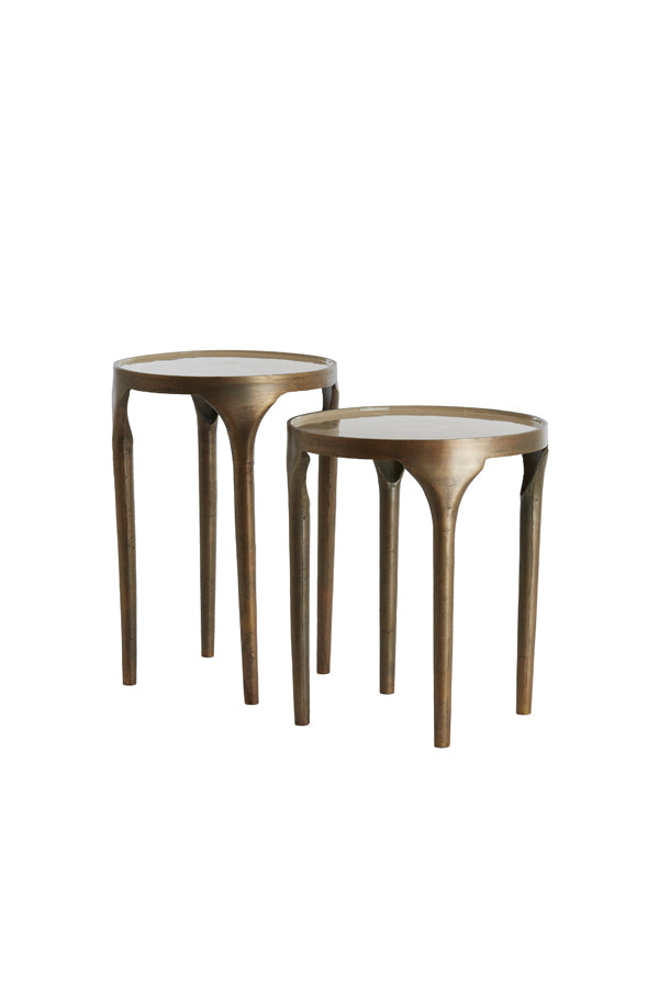 Light & Living Living Side table S/2 40x46+36x52 cm LAPAZ antique bronze+taupe House of Isabella UK