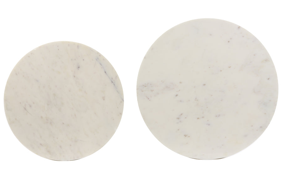 Light & Living Living Side table S/2 41x46+49x52 cm PERLATO marble whte+ant brnz House of Isabella UK