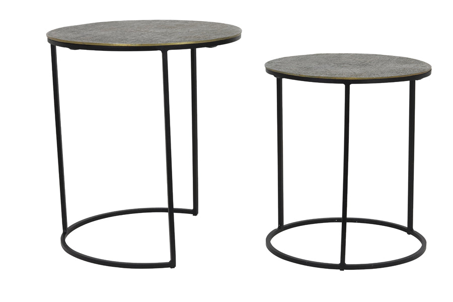 Light & Living Living Side table S/2 41x46+49x52 cm RENGO texture antique bronze House of Isabella UK