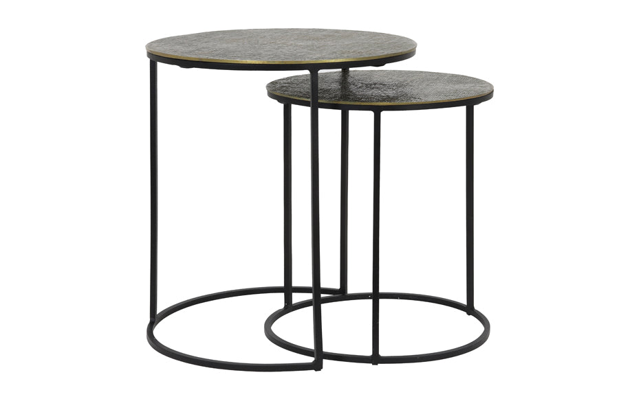 Light & Living Living Side table S/2 41x46+49x52 cm RENGO texture antique bronze House of Isabella UK