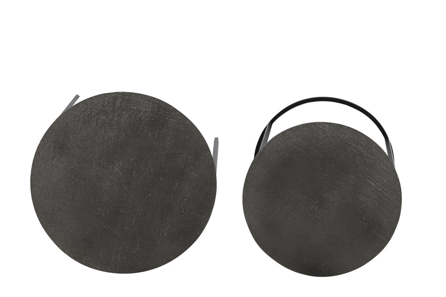 Light & Living Living Side table S/2 41x46+49x52 cm RENGO texture black nickel House of Isabella UK