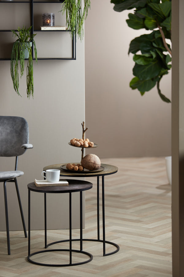 Light & Living Living Side table S/2 41x46+49x52 cm TALCA ant copper+brnz circ House of Isabella UK