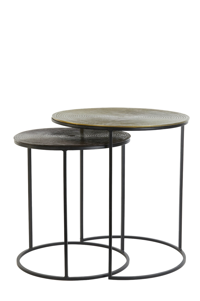 Light & Living Living Side table S/2 41x46+49x52 cm TALCA ant copper+brnz circ House of Isabella UK